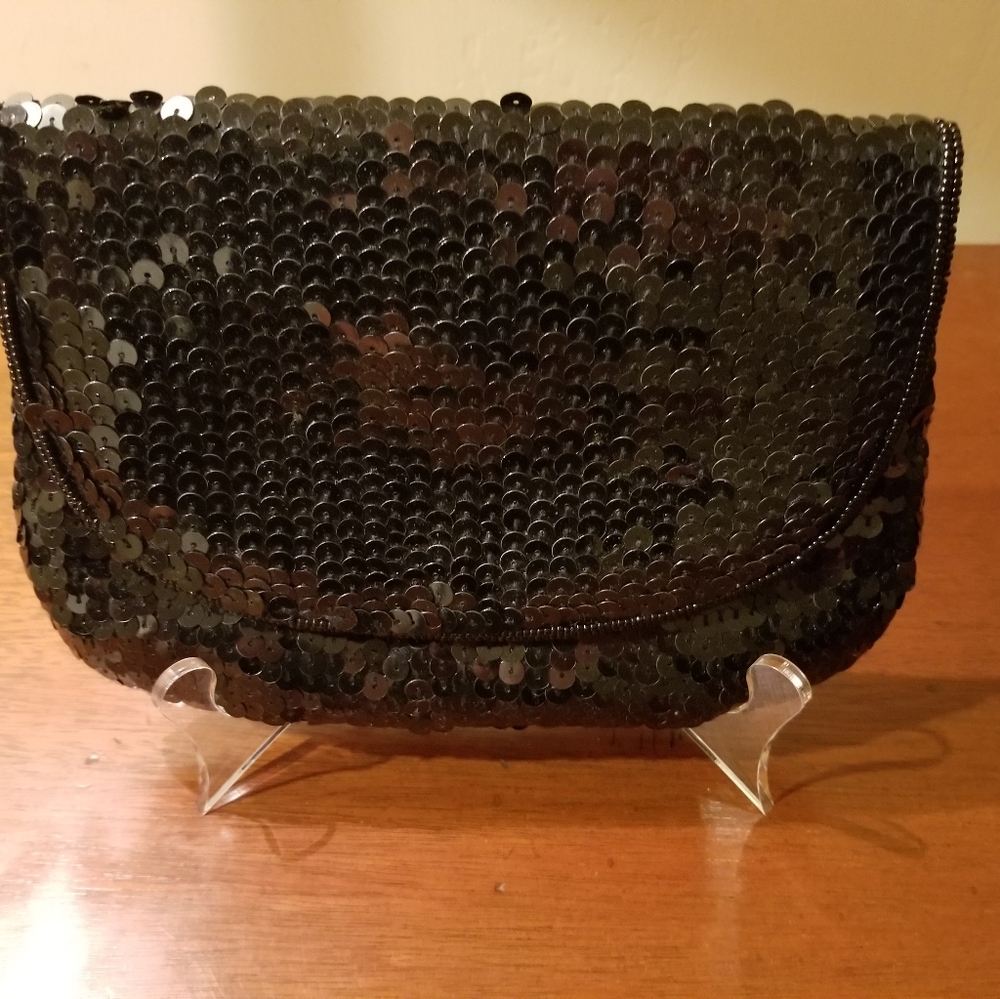 Elegant Black Sequin Clutch